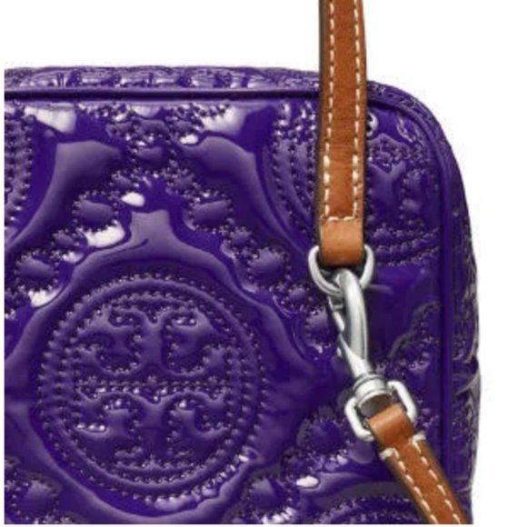 Tory Burch NWT purple patent leather cube embroidered 2 way w/ wallet - Picture 5 of 16
